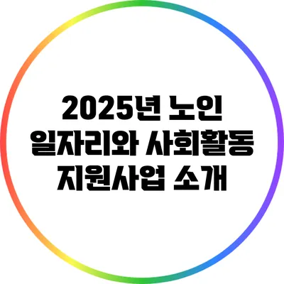 2025년 노인 일자리와 사회활동 지원사업 소개