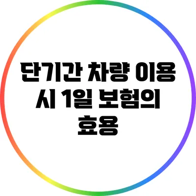 단기간 차량 이용 시 1일 보험의 효용