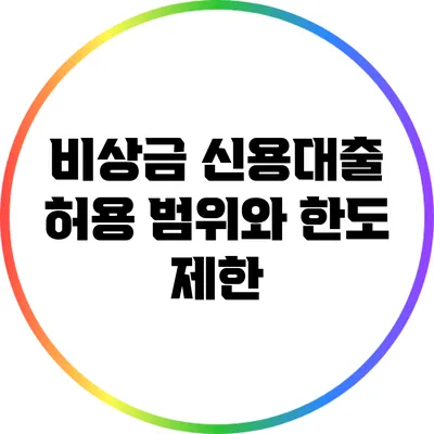 비상금 신용대출 허용 범위와 한도 제한