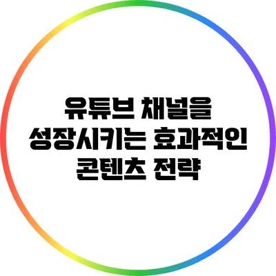 유튜브 채널을 성장시키는 효과적인 콘텐츠 전략