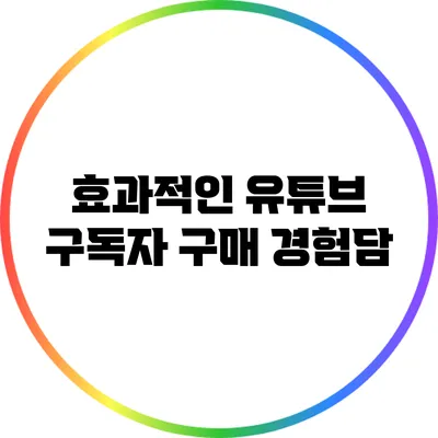 효과적인 유튜브 구독자 구매 경험담