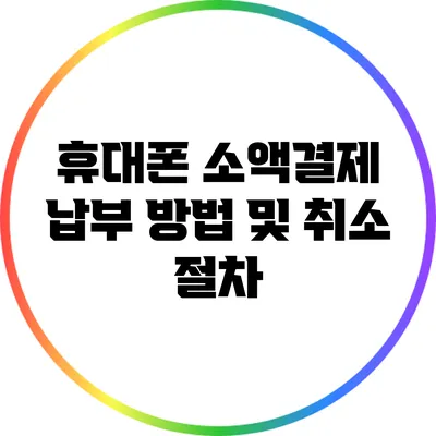 휴대폰 소액결제 납부 방법 및 취소 절차