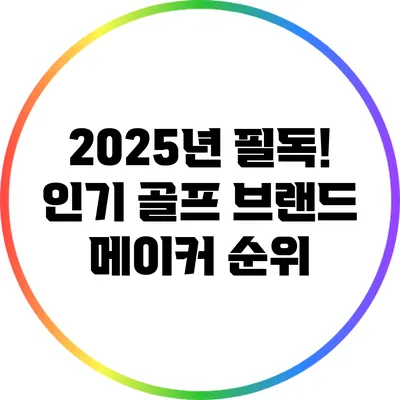 2025년 필독! 인기 골프 브랜드 메이커 순위