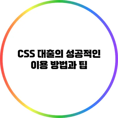 CSS 대출의 성공적인 이용 방법과 팁