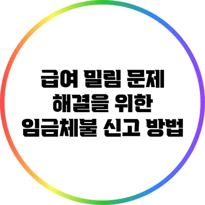 급여 밀림 문제 해결을 위한 임금체불 신고 방법