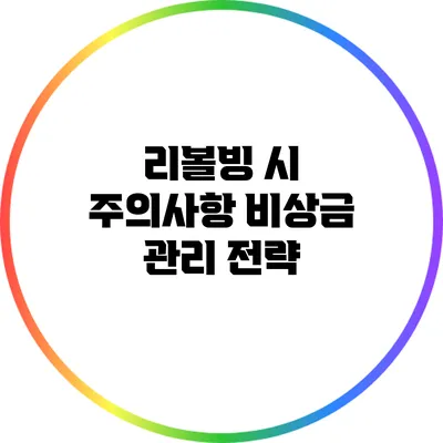 리볼빙 시 주의사항: 비상금 관리 전략