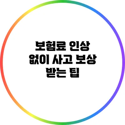 보험료 인상 없이 사고 보상 받는 팁