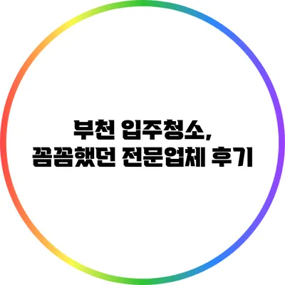 부천 입주청소, 꼼꼼했던 전문업체 후기