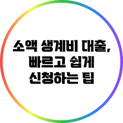 소액 생계비 대출, 빠르고 쉽게 신청하는 팁