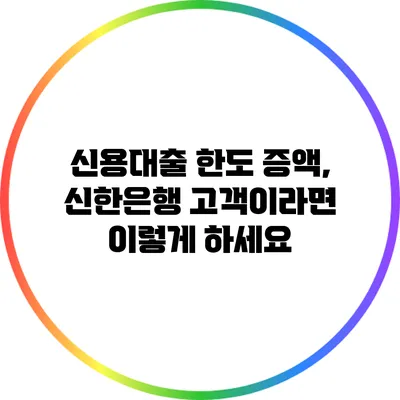 신용대출 한도 증액, 신한은행 고객이라면 이렇게 하세요