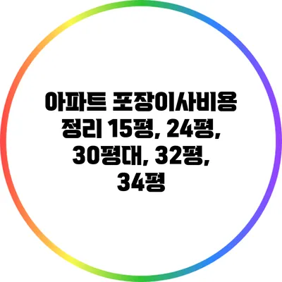 아파트 포장이사비용 정리: 15평, 24평, 30평대, 32평, 34평