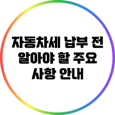 자동차세 납부 전 알아야 할 주요 사항 안내