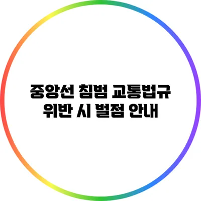 중앙선 침범 교통법규 위반 시 벌점 안내