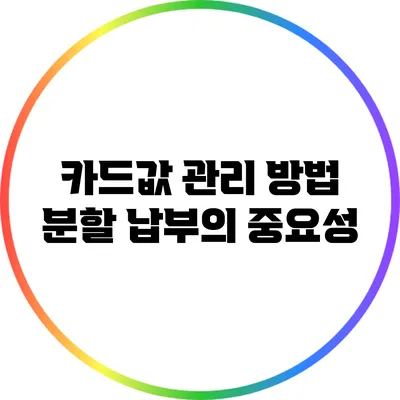 카드값 관리 방법: 분할 납부의 중요성