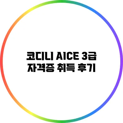 코디니 AICE 3급 자격증 취득 후기