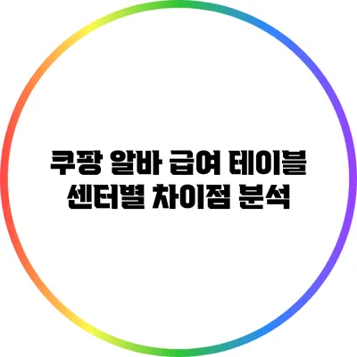 쿠팡 알바 급여 테이블: 센터별 차이점 분석
