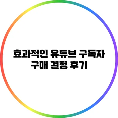 효과적인 유튜브 구독자 구매 결정 후기