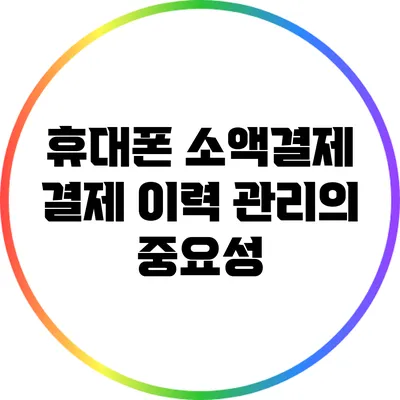 휴대폰 소액결제 결제 이력 관리의 중요성