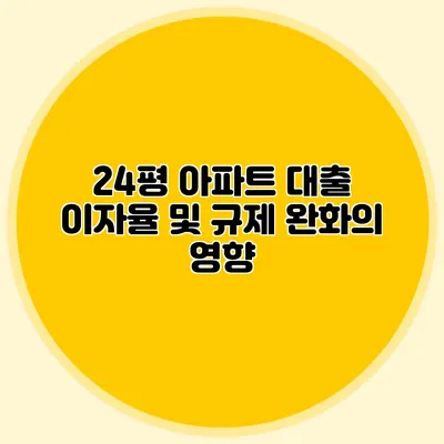 24평 아파트 대출 이자율 및 규제 완화의 영향