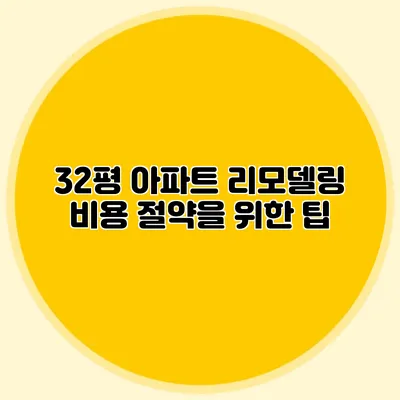 32평 아파트 리모델링 비용 절약을 위한 팁