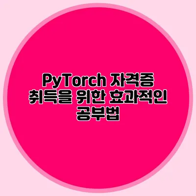 PyTorch 자격증 취득을 위한 효과적인 공부법