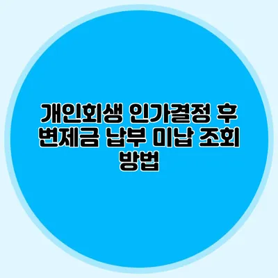 개인회생 인가결정 후 변제금 납부 미납 조회 방법
