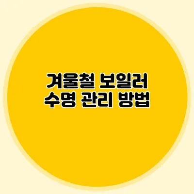 겨울철 보일러 수명 관리 방법