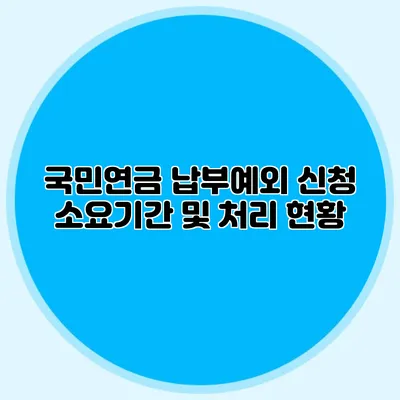 국민연금 납부예외 신청 소요기간 및 처리 현황