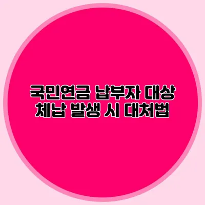 국민연금 납부자 대상 체납 발생 시 대처법