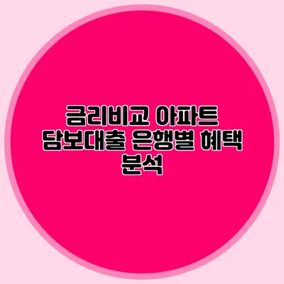 금리비교: 아파트 담보대출 은행별 혜택 분석