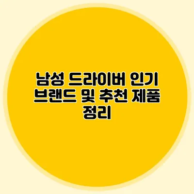 남성 드라이버 인기 브랜드 및 추천 제품 정리