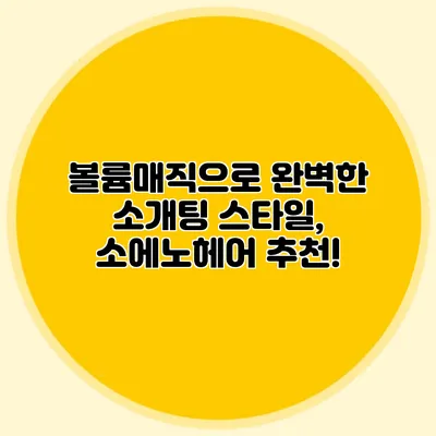 볼륨매직으로 완벽한 소개팅 스타일, 소에노헤어 추천!