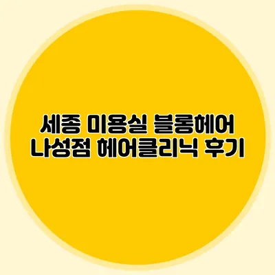 세종 미용실: 블롱헤어 나성점 헤어클리닉 후기