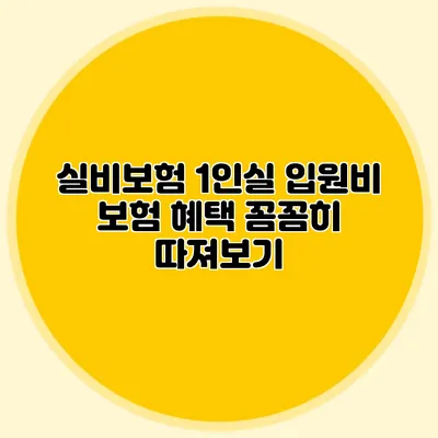 실비보험 1인실 입원비: 보험 혜택 꼼꼼히 따져보기