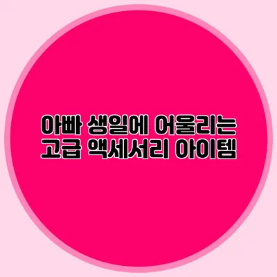 아빠 생일에 어울리는 고급 액세서리 아이템