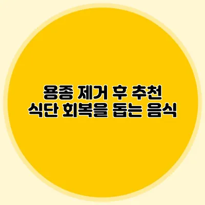 용종 제거 후 추천 식단: 회복을 돕는 음식