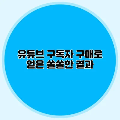 유튜브 구독자 구매로 얻은 쏠쏠한 결과
