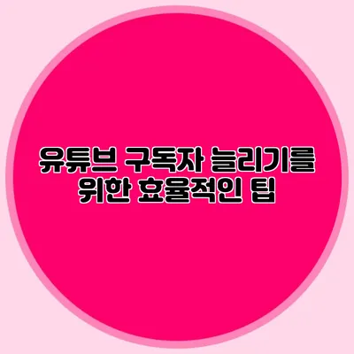 유튜브 구독자 늘리기를 위한 효율적인 팁