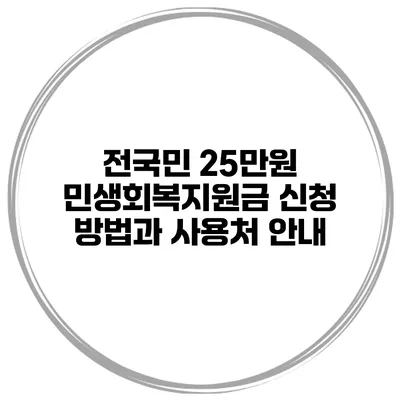 전국민 25만원 민생회복지원금 신청 방법과 사용처 안내
