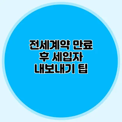 전세계약 만료 후 세입자 내보내기 팁
