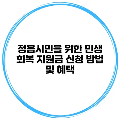 정읍시민을 위한 민생 회복 지원금 신청 방법 및 혜택