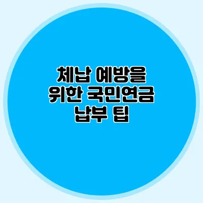체납 예방을 위한 국민연금 납부 팁
