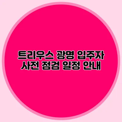 트리우스 광명 입주자 사전 점검 일정 안내