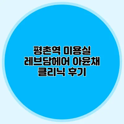평촌역 미용실: 레브담헤어 아윤채 클리닉 후기