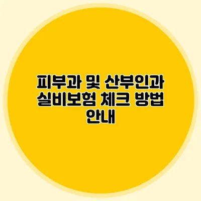 피부과 및 산부인과 실비보험 체크 방법 안내