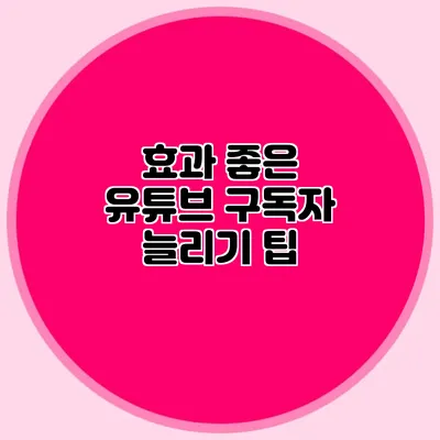 효과 좋은 유튜브 구독자 늘리기 팁