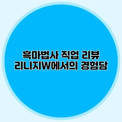 흑마법사 직업 리뷰: 리니지W에서의 경험담