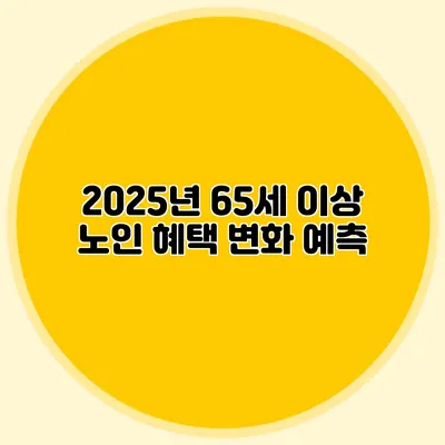 2025년 65세 이상 노인 혜택 변화 예측