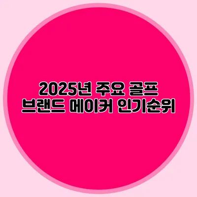 2025년 주요 골프 브랜드 메이커 인기순위