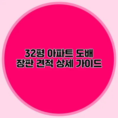 32평 아파트 도배 장판 견적: 상세 가이드